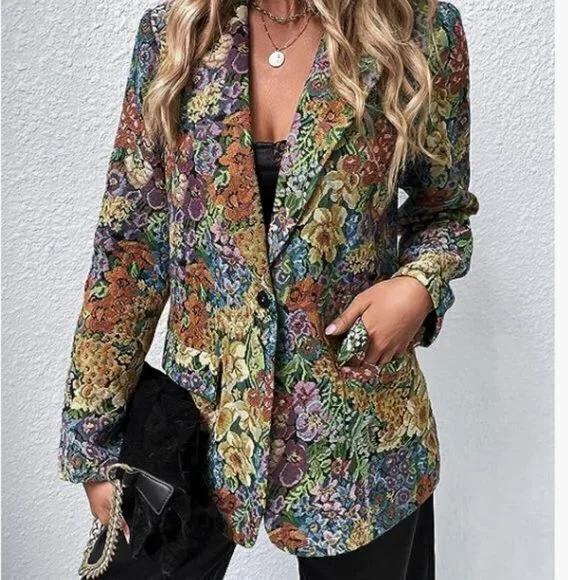 Shein Floral Blazers SHEIN Jackets Coats Shein Floral Print Lapel